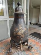 kraantjeskan met decoratie in koper met tin., Antiek en Kunst, Ophalen of Verzenden