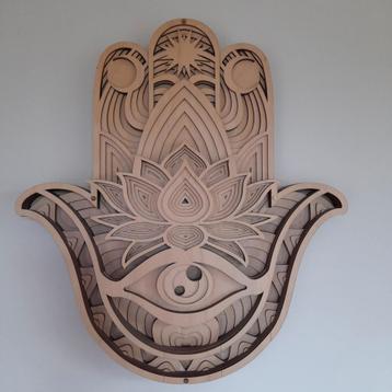 Hand van Fatima 3 D houten muurkunst beschikbaar voor biedingen