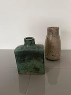 Mobach - blokvaas blauw/groen - grijs vaasje, Antiek en Kunst, Ophalen of Verzenden