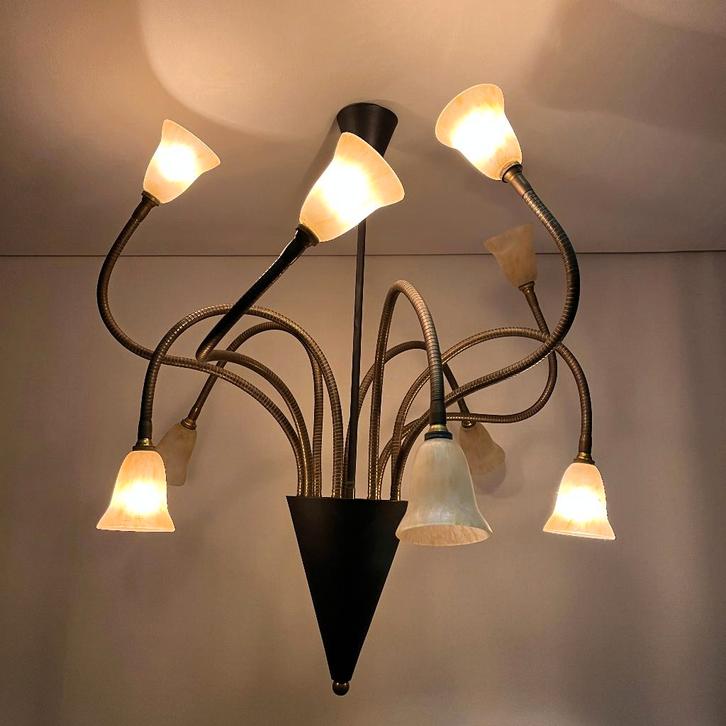 Nollet Ontwerp vuurpijl hanglamp Dutch design, Huis en Inrichting, Lampen | Hanglampen, Gebruikt, Minder dan 50 cm, Glas, Metaal