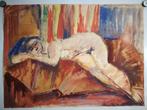 Rob Aussen. Waterverf. Liggende dame. Naakt. 1979., Ophalen of Verzenden