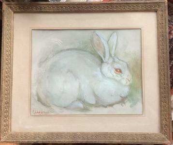 Konijn, Co Dankels Chevallier, schildeij, pastel, Artis, oud beschikbaar voor biedingen