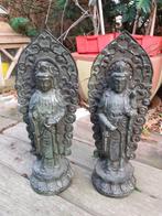Bronzen Beeldenset "2 versies van de Godin Kwan Yin" gemerkt, Ophalen of Verzenden
