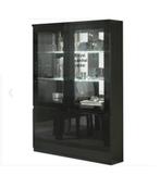 Buffetkast-Vitrinekast Forever hoogglans wit zwart marmer SA, Ophalen of Verzenden, Nieuw, 25 tot 50 cm, Glas