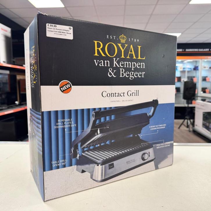 Royal van Kempen & Begeer Contact Grill 2000 Watt | Nieuw, Witgoed en Apparatuur, Ovens, Zo goed als nieuw