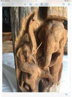 Houten Olifant Beeld - Kunst voor Tuin of Interieur, Antiek en Kunst, Ophalen of Verzenden