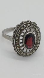 Vintage Zilveren Ring Granaat Markasiet Maat 58, Sieraden, Tassen en Uiterlijk, Ringen, 18 tot 19, Ophalen of Verzenden, Dame of Heer