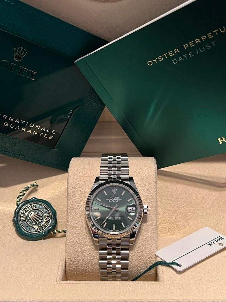 Rolex Datejust 31mm Groen 278274 Nieuwstaat, Sieraden, Tassen en Uiterlijk, Horloges | Dames, Zo goed als nieuw, Polshorloge, Rolex