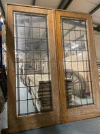 Set schuif / en-suite deuren met glas in lood 213x165cm., Antiek en Kunst, Ophalen