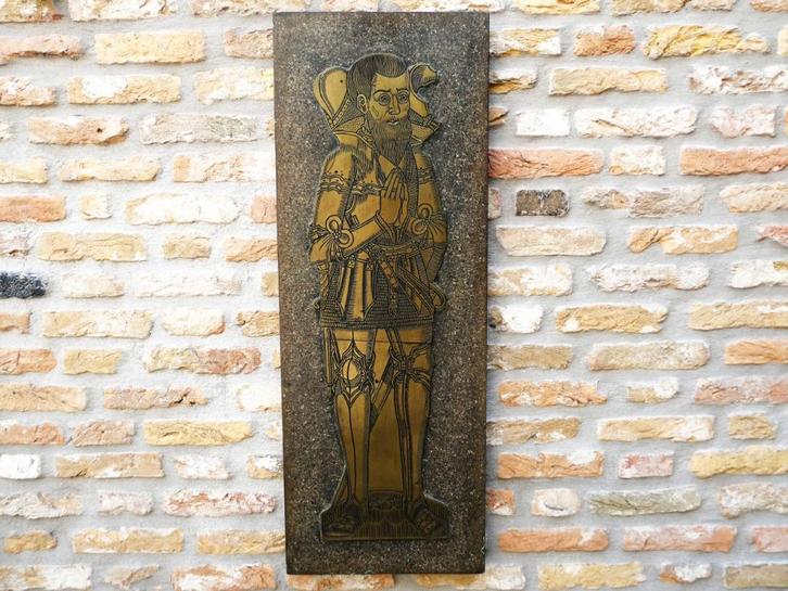 Grote Cliché drukvorm stempel Ridder met gevouwen handen, Antiek en Kunst, Curiosa en Brocante, Ophalen of Verzenden