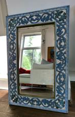 Indiaase spiegel en kist, blauw-wit, Ophalen, Zo goed als nieuw, Minder dan 100 cm, Rechthoekig