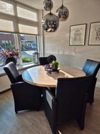 Eettafel massief eiken ronde 130 cm, Ophalen, Gebruikt, Rond, 100 tot 150 cm