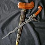 Keris Balebang 7 Luk Pamor Untu Walang Kinatah Goud KNN23, Verzenden