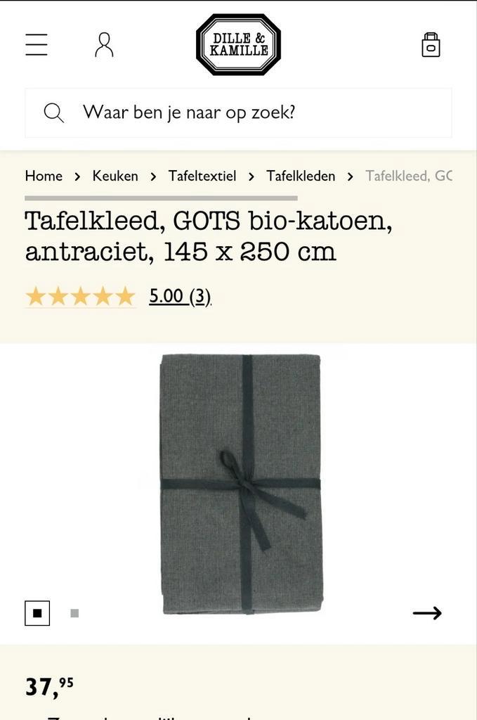 Grijs Dille en Kamille tafelkleed met 8 servetten, Huis en Inrichting, Tafelkleden, Zo goed als nieuw, Rechthoek, Ophalen of Verzenden