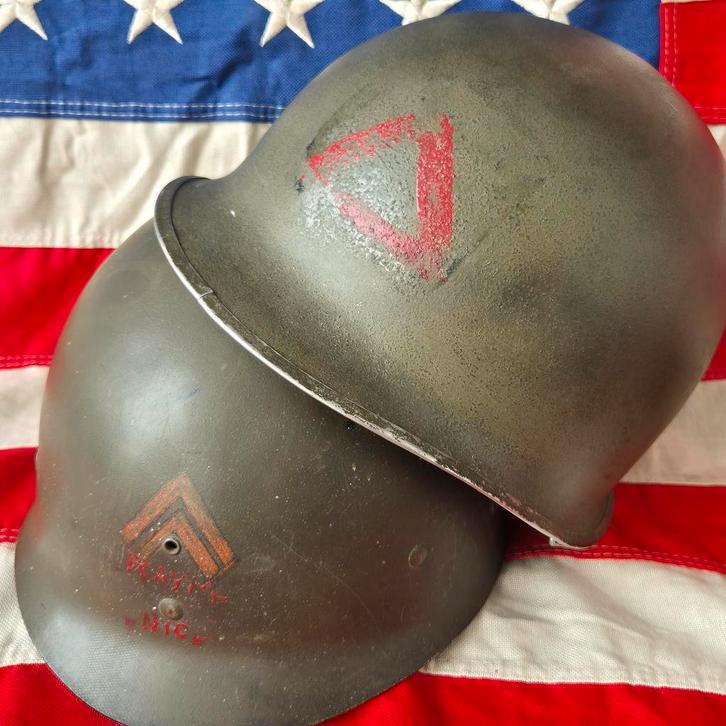ORIGINELE US WO2 FIXED BALE M1 *A-SQUADRON AMOURED DIVISION*, Verzamelen, Militaria | Tweede Wereldoorlog, Helm of Baret, Amerika