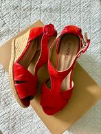 Lederen Sleehakken / sandalen maat 37 van Derimod., Zo goed als nieuw, Rood, Derimod, Sandalen of Muiltjes