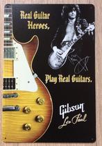 GIBSON | Les Paul Gitaar Metalen Rock Reclamebord Poster, Huis en Inrichting, Verzenden, Nieuw