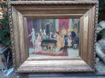 18e Eeuw Olieverf/Paneel/ lijst Schilderij Het Soiree Gesign, Antiek en Kunst, Kunst | Schilderijen | Klassiek, Ophalen of Verzenden