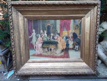 18e Eeuw Olieverf/Paneel/ lijst Schilderij Het Soiree Gesign beschikbaar voor biedingen