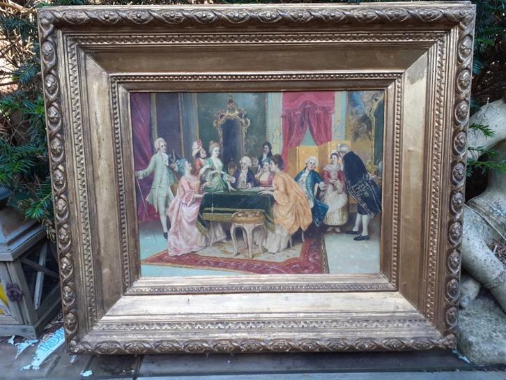 18e Eeuw Olieverf/Paneel/ lijst Schilderij Het Soiree Gesign, Antiek en Kunst, Kunst | Schilderijen | Klassiek, Ophalen of Verzenden