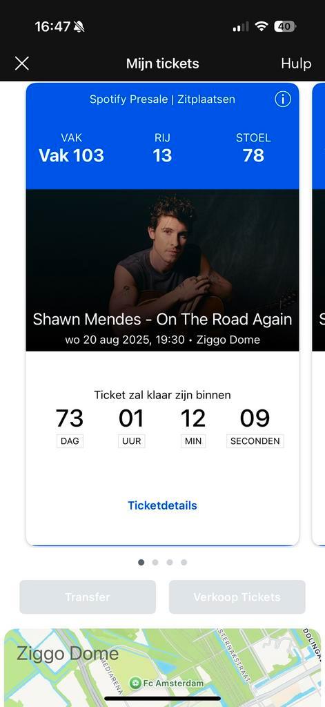 Één Shawn Mendes ticket Ziggo Dome, Tickets en Kaartjes, Concerten | Pop, Eén persoon