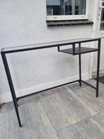 Glazen bijzettafel, Huis en Inrichting, Tafels | Bijzettafels, Ophalen, Metaal of Aluminium, Zo goed als nieuw, 75 cm of meer