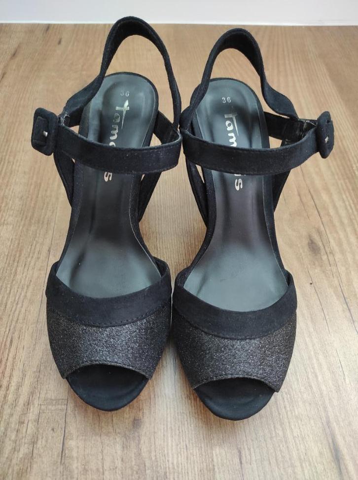 Tamaris elegante zwarte sandalen met hoge hak - Maat 36, Kleding | Dames, Schoenen, Gedragen, Schoenen met hoge hakken, Zwart