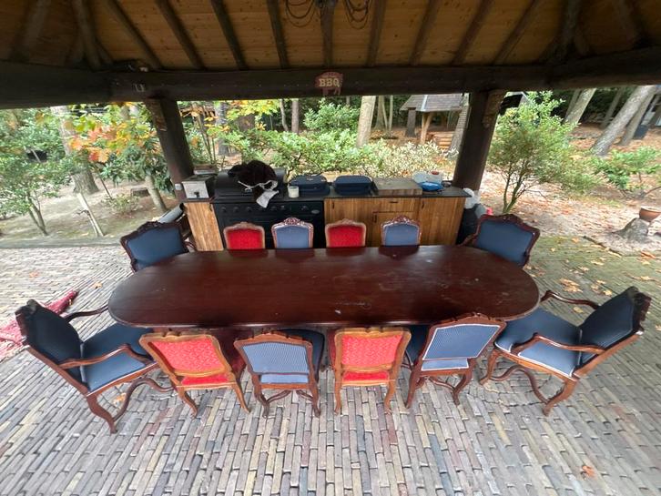 Antieke Eetkamerset Andre Antique Belgium, Huis en Inrichting, Complete eetkamers, Gebruikt, 6 tot 8 stoelen, Ophalen of Verzenden