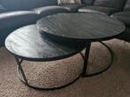 Mokana mango hout zwarte salontafels, 50 tot 100 cm, Rond, Zo goed als nieuw, Minder dan 50 cm
