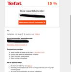 Tefal kortingsbon 15%, Tickets en Kaartjes, Eén persoon, Kortingsbon