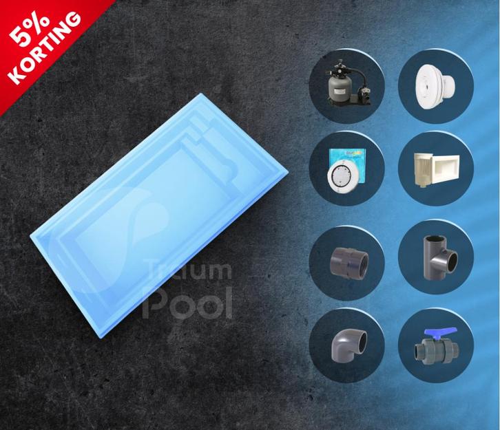 Zwembad van polyester 6,5 x 3 x 1,5 Eclipse E6 GVK Pool, Tuin en Terras, Zwembaden, Nieuw, Inbouwzwembad, 120 cm of meer, 400 cm of meer