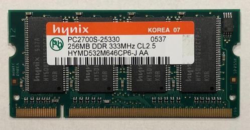 256MB SODIMM DDR-333 200-pin Hynix HYMD532M646CP6-J AA, Computers en Software, RAM geheugen, Gebruikt, Desktop, 1 GB of minder