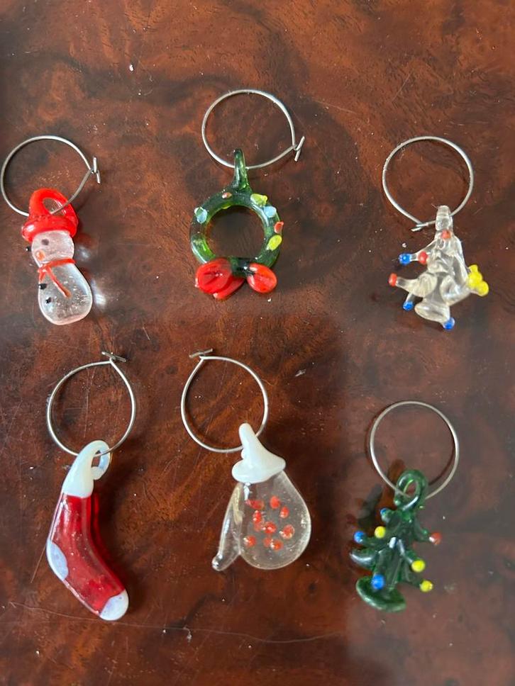 Vintage Kerst Wijn Bedels - Set van 6, Diversen, Kerst, Zo goed als nieuw, Ophalen