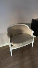 Antieke beige loveseat / fauteuil, Ophalen, Gebruikt, 75 tot 100 cm