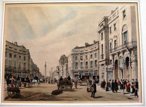 Lithografie TS Boys Regent Street 1842 Handgekleurd, Antiek en Kunst, Kunst | Litho's en Zeefdrukken, Ophalen of Verzenden