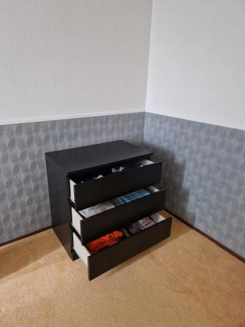 Malm ladekast 3 lades zwart - afbeelding 3