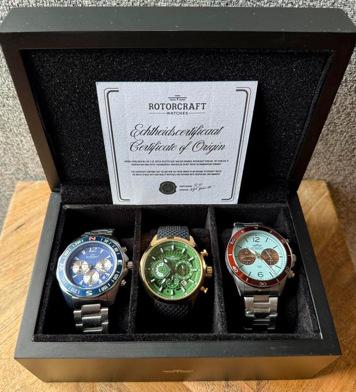 “THE THREE” HORLOGEBOX VAN ROTORCRAFT TWV1347€! 💯%NIEUW!, Sieraden, Tassen en Uiterlijk, Horloges | Heren, Nieuw, Overige merken
