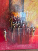 Modern schilderij, 100x100, rood tinten, acryl op canvas, Antiek en Kunst, Kunst | Schilderijen | Modern, Ophalen