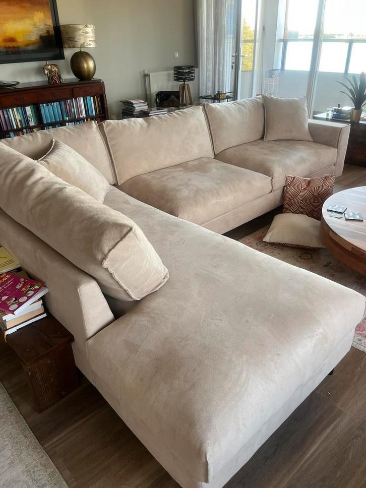 Prachtig hoekbankstel beige, Huis en Inrichting, Banken | Complete zithoeken, Zo goed als nieuw, Verzenden