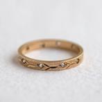 Vintage 9K gouden half eternity ring met CZ - 17,75, Ophalen of Verzenden, Zo goed als nieuw, 17 tot 18, Met edelsteen