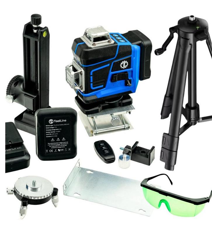 ToolLine Kruislijnlaser ~ kruislaser ~ bouwlaser met statief, Doe-het-zelf en Verbouw, Meetapparatuur, Nieuw, Afstand, Verzenden