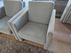 2 Prima fauteuils zwaar beuken frame grijs, Gebruikt, Twee, Ophalen of Verzenden, Stof