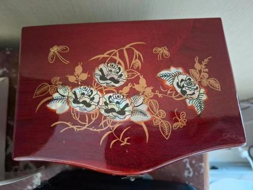 Prachtig mahonie houten juwelenkistje met parelmoer, Antiek en Kunst, Curiosa en Brocante, Ophalen of Verzenden
