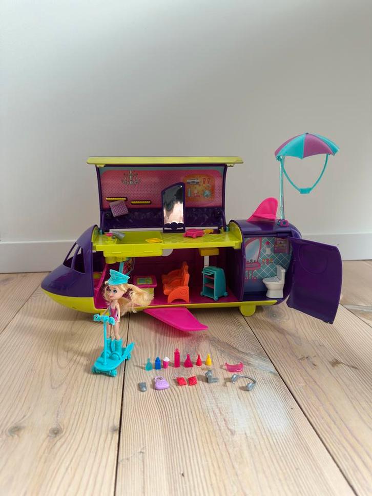 Polly Pocket Adventure Jet - W1771 - speelgoed set compleet, Kinderen en Baby's, Speelgoed | Overig, Zo goed als nieuw, Jongen of Meisje