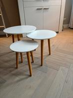 3 delig salontafeltjes bijzettafeltjes, Huis en Inrichting, Tafels | Bijzettafels, Minder dan 55 cm, Rond, Zo goed als nieuw, Ophalen