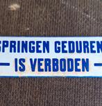 Antiek blauw wit emaille tekstbordje uit de bus of tram🚍🚊, Reclamebord, Gebruikt, ., Ophalen of Verzenden