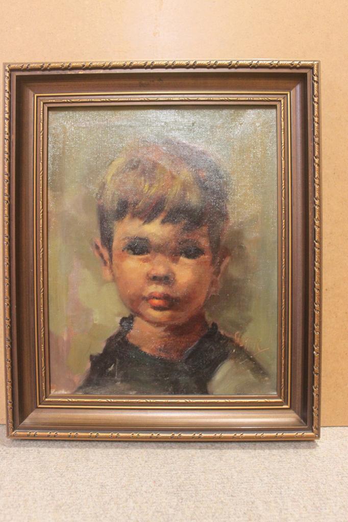 Jongen Kinderhoofd Handgeschilderd ( Vintage )., Antiek en Kunst, Kunst | Schilderijen | Klassiek, Ophalen of Verzenden