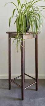 Vintage stevig houten plantentafel, donkerbruin, 70 cm hoog, Huis en Inrichting, Woonaccessoires | Zuilen en Pilaren, Ophalen of Verzenden