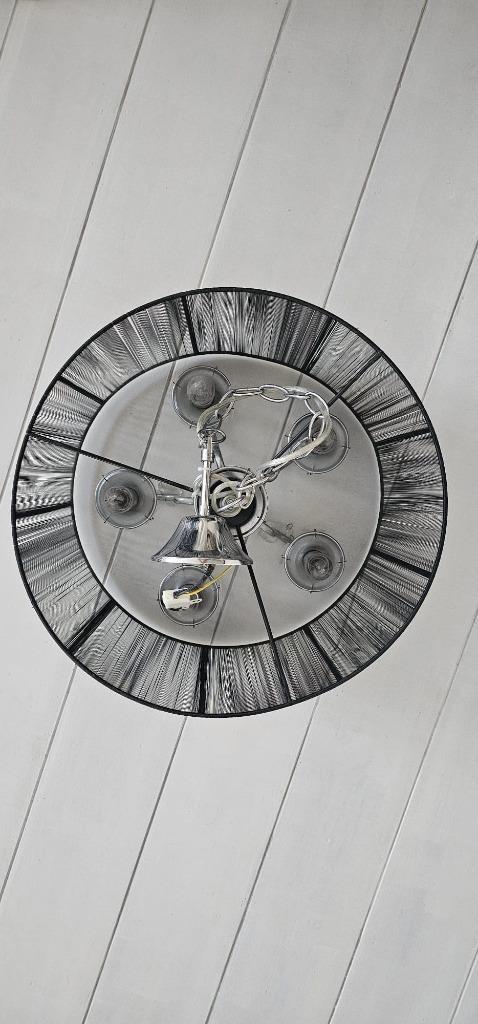 Elegant Round Black Chandelier — Timeless Design (45 x 30 cm, Huis en Inrichting, Lampen | Kroonluchters, Zo goed als nieuw, Overige materialen