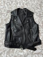 Zwart leren gilet maat 36, Kleding | Dames, Bodywarmers, Zwart, Ophalen of Verzenden, Zo goed als nieuw, Maat 36 (S)